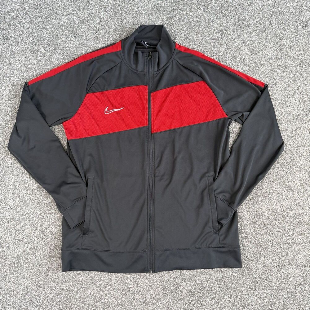 Nike Dri-Fit Academy Pro Jacket Full Zip Soccer Training Gray Red Size XL